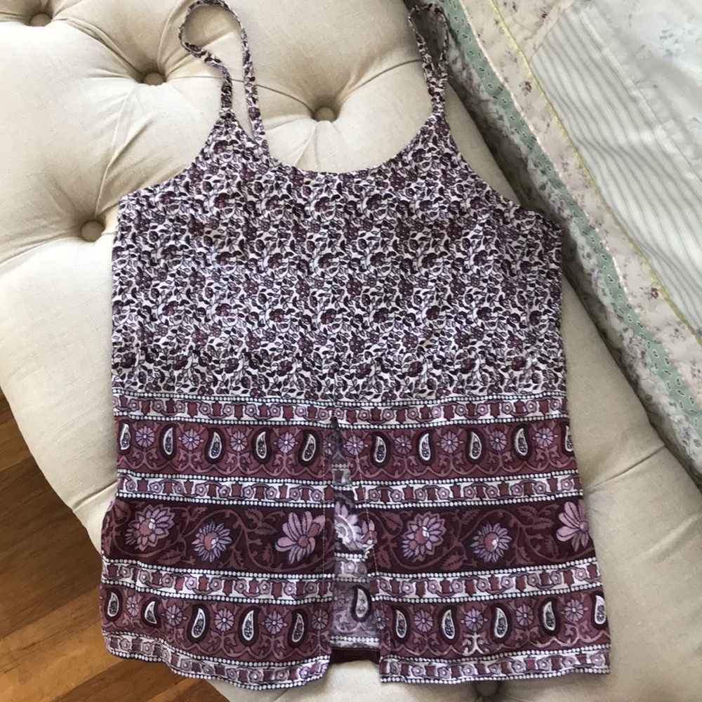 Vintage boho Indian gauze top. Split front.